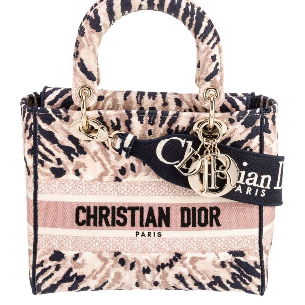 Dior Pink and Black Lady-Di small bag with Signature Charms